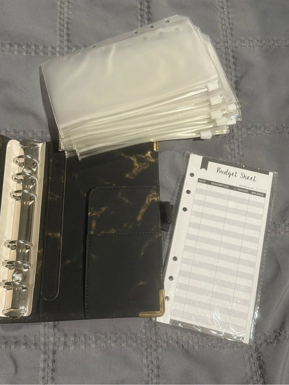 Leather-Look Black and Gold Marble Journal Cover